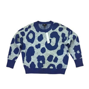 AQUA Leopard Crewneck‎ Sweater 100% Bloomingdale's Exclusive NWT